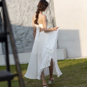 Bajja Personalizzata Ippjegat Franċiż Backless Cami Long Dress White