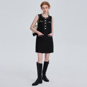 Zwarte kleine geurige elegantie vest tanktop rechte jurk