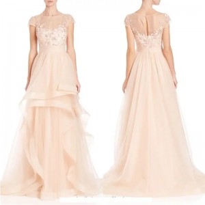 Apricot Elegant Bridesmaid Dress ຍາວ