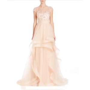 Apricot Elegant Bridesmaid Dress Long