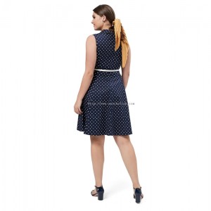 Marineblaues, gepunktetes Plus-Size-Kleid für Damen