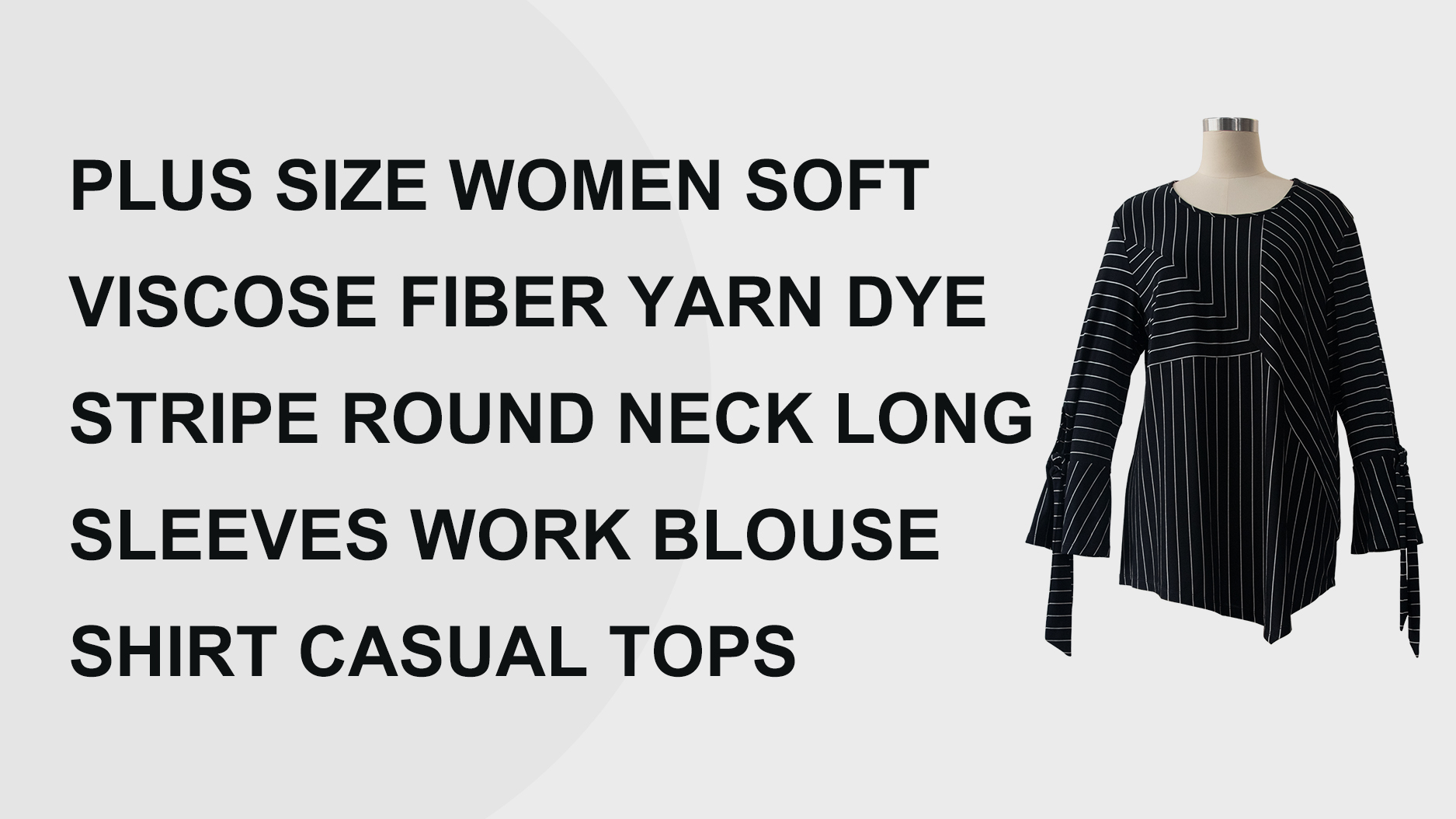 Productos de talla grande informales a rayas con cuello redondo y manga larga para trabajo |Auschalink