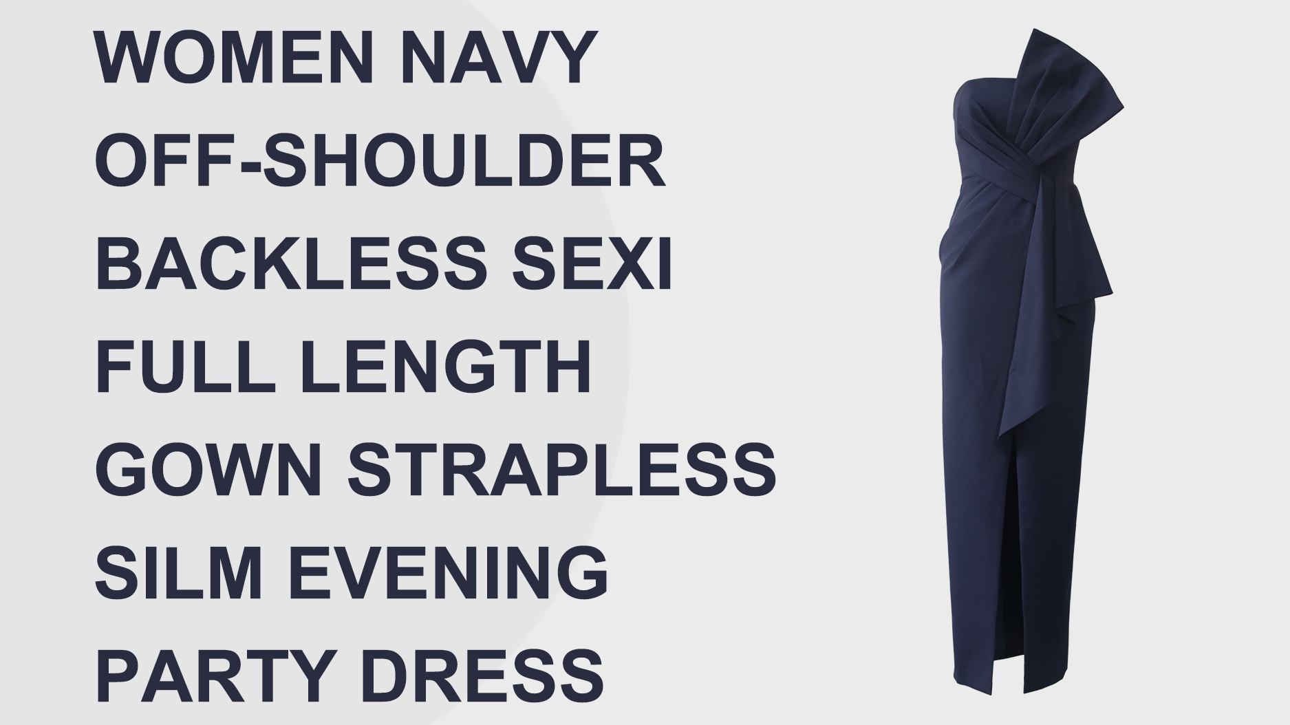Vestido de festa à noite feminino azul marinho com ombros nus e costas nuas