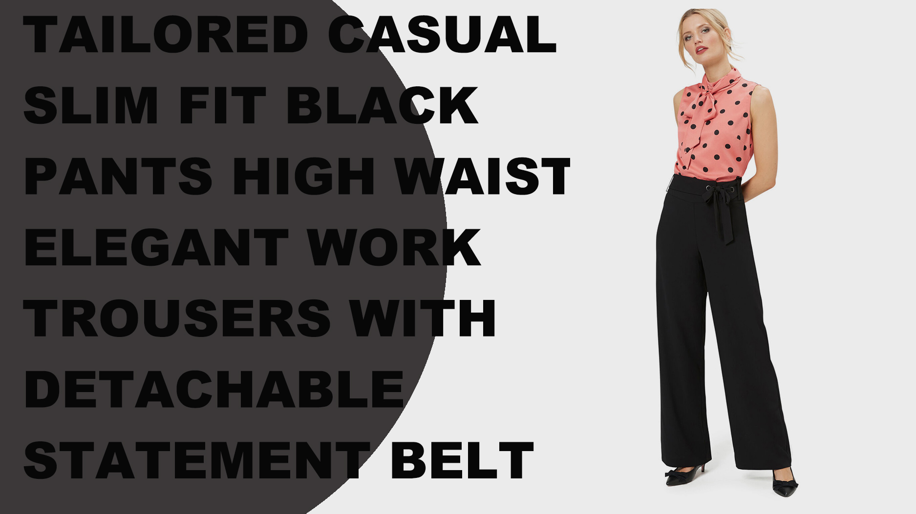Дамски черни панталони с широки крачоли Елегантни работни панталони