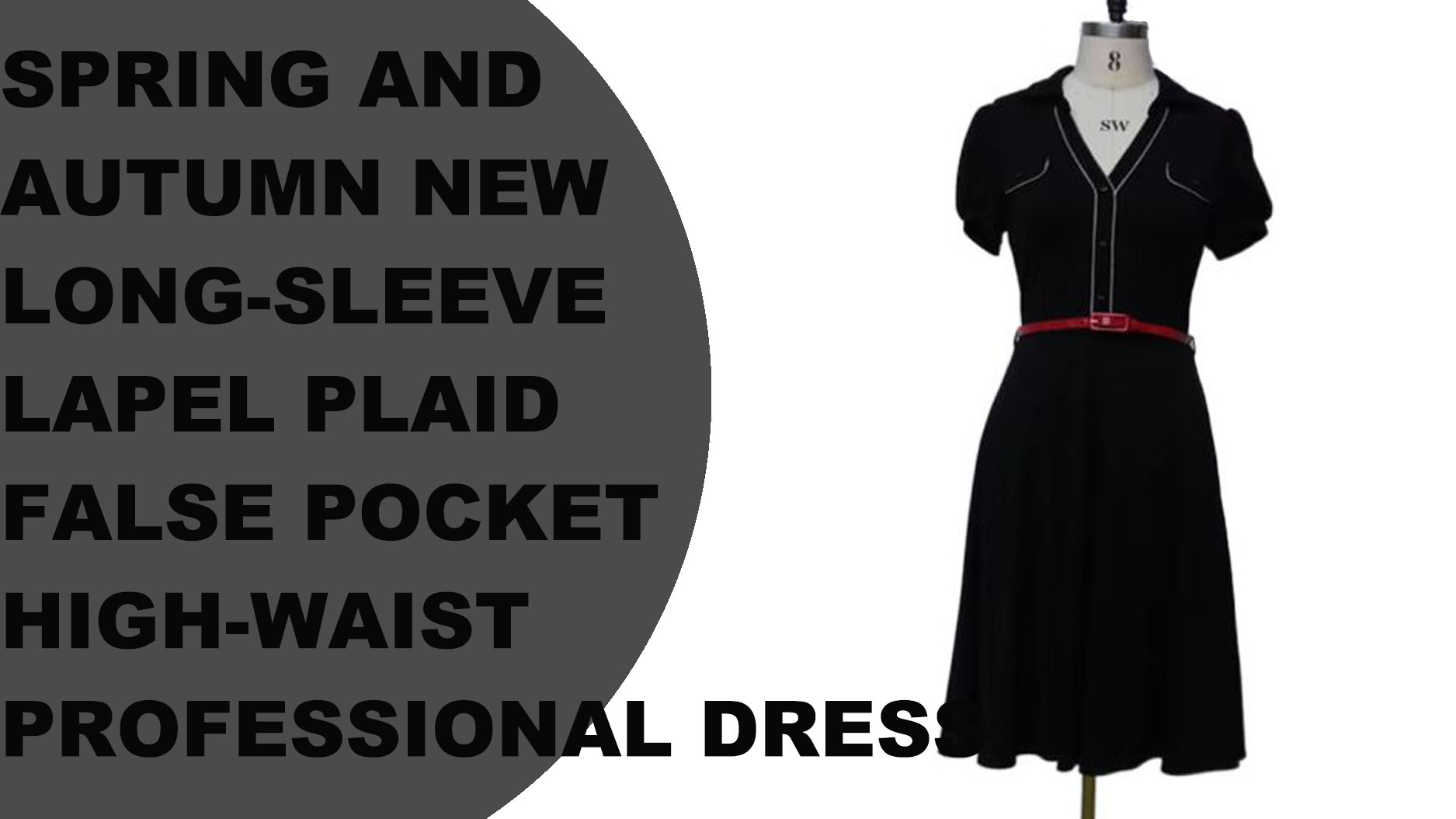 महिलाओं के लिए शॉर्ट स्लीव हाई वेस्ट फॉल्स पॉकेट वी-नेक बेल फॉर्मल ड्रेस आपूर्तिकर्ता और निर्माता |ऑशचलिंक
