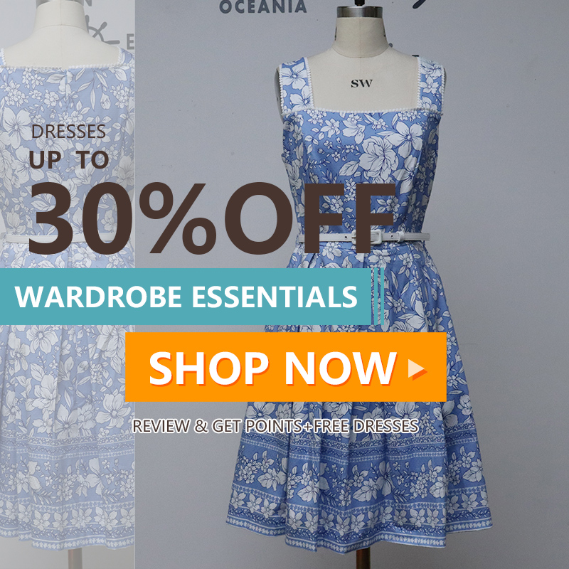 Bayanlar İlkbahar/Yaz 2022 orta boy mavi desenli moda elbise