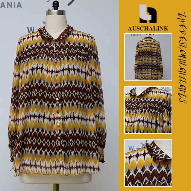 Vintage chiffon yakadhindwa blouse