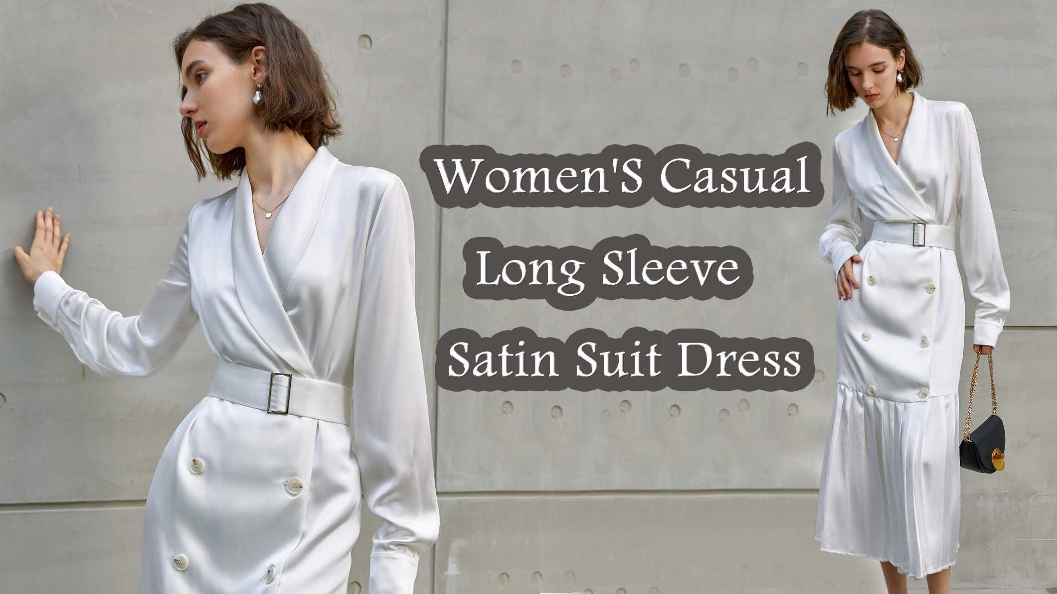 Maßgeschneidertes, hochwertiges Damen-Anzugkleid aus Satin mit langen Ärmeln