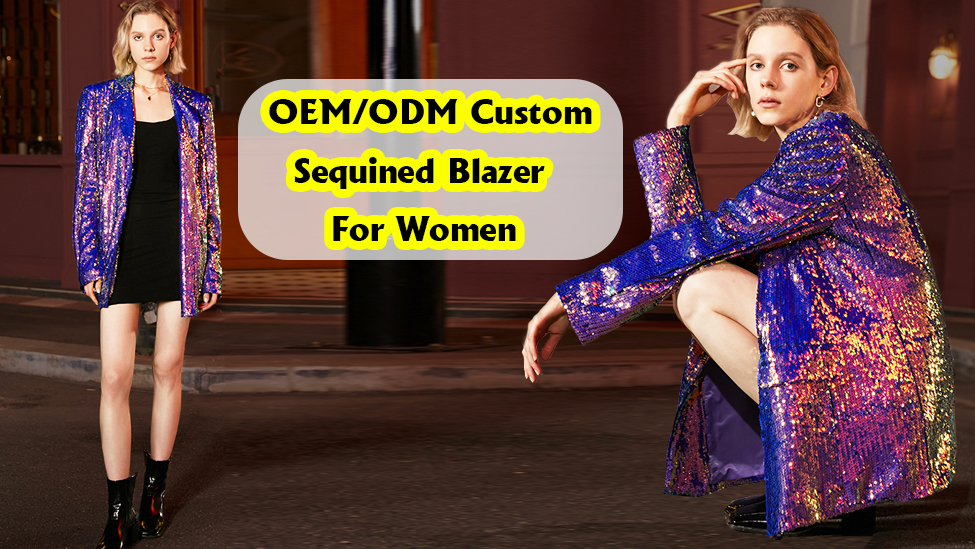OEM Custom Suit 2022 Long Sleeve High quality Ladies Women Club Party Sequined Blazer