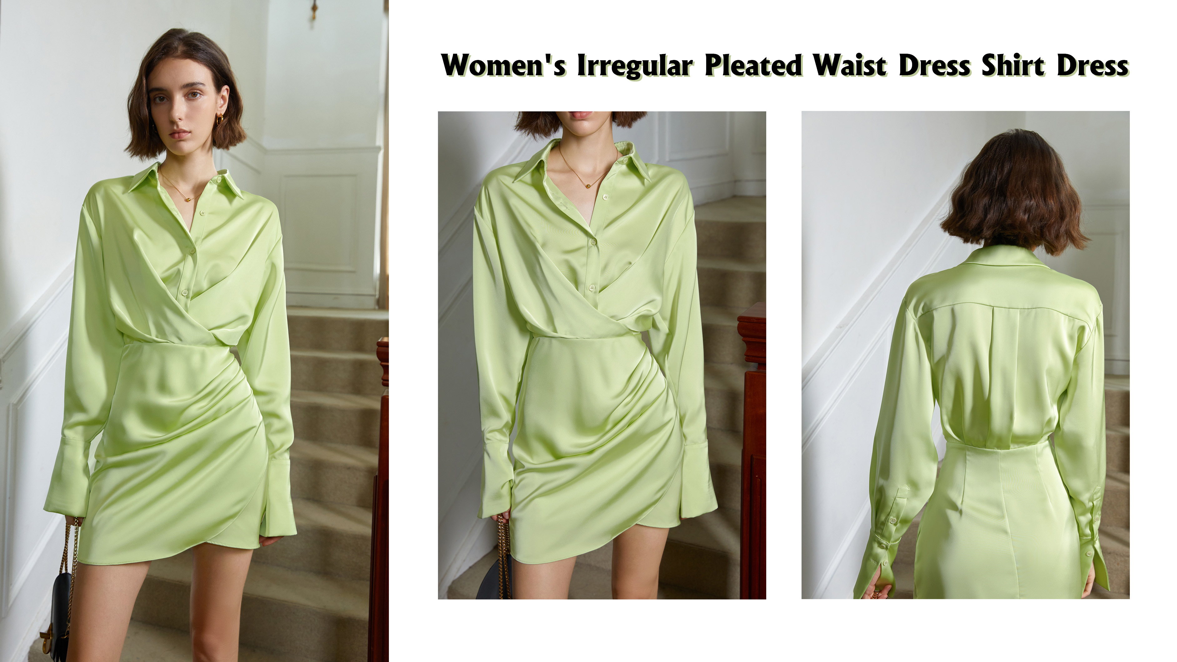 Rochie cămașă cu talie plisată neregulată pentru femei Furnizor și producători |Auschalink