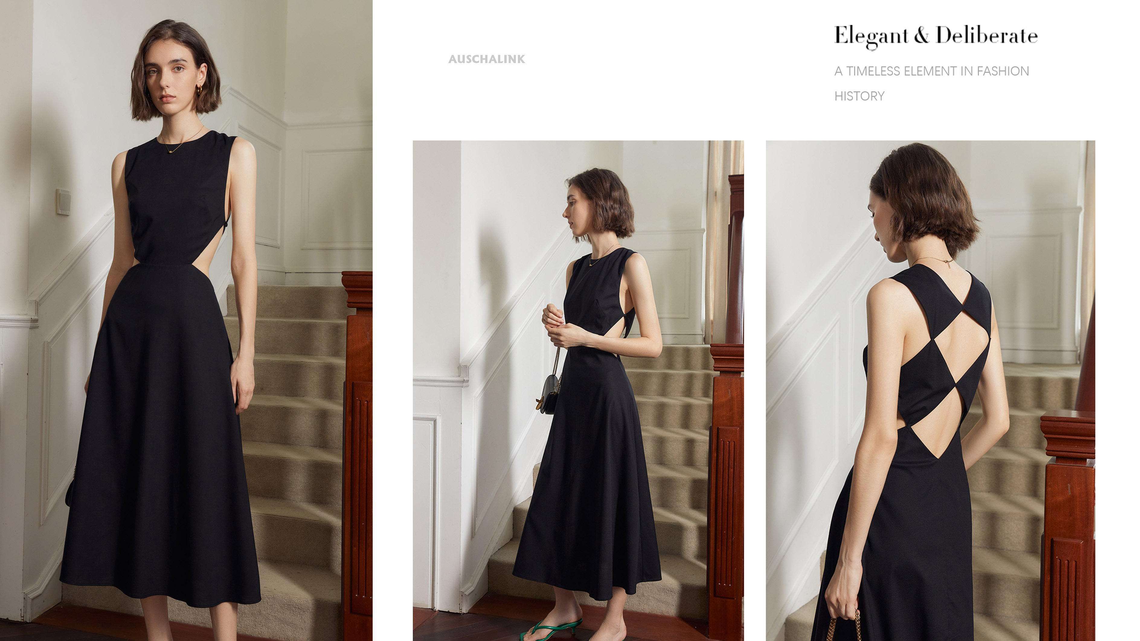 Hochwertiges kleines schwarzes Kleid, elegantes, sexy, rückenfreies Kleid im Großhandel – Auschalink Fashion Garment Co., Ltd.