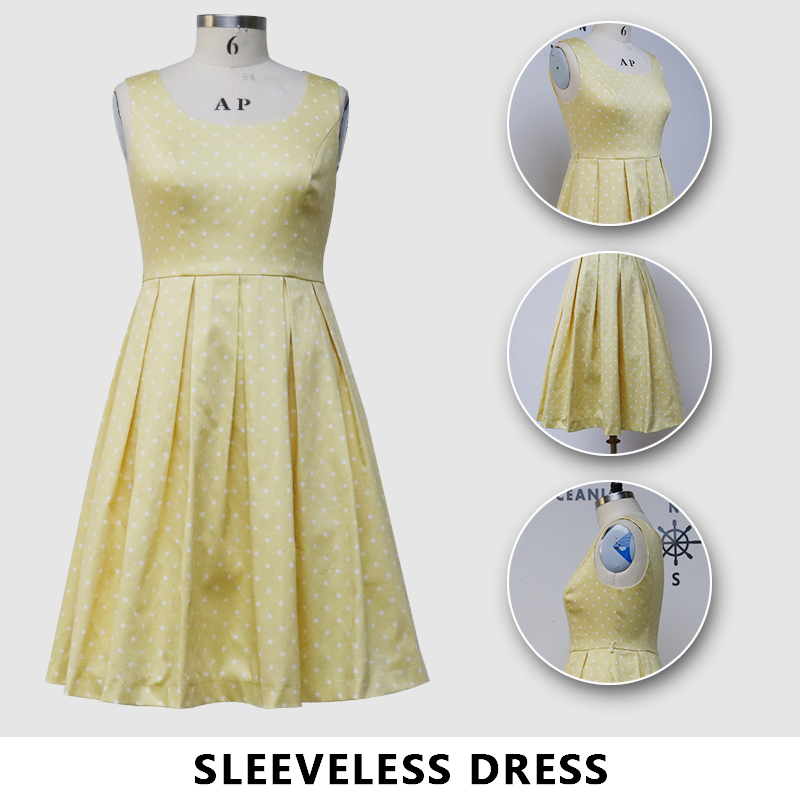 Temperamentlichte luxe mouwloze jurk met hoge taille en taille