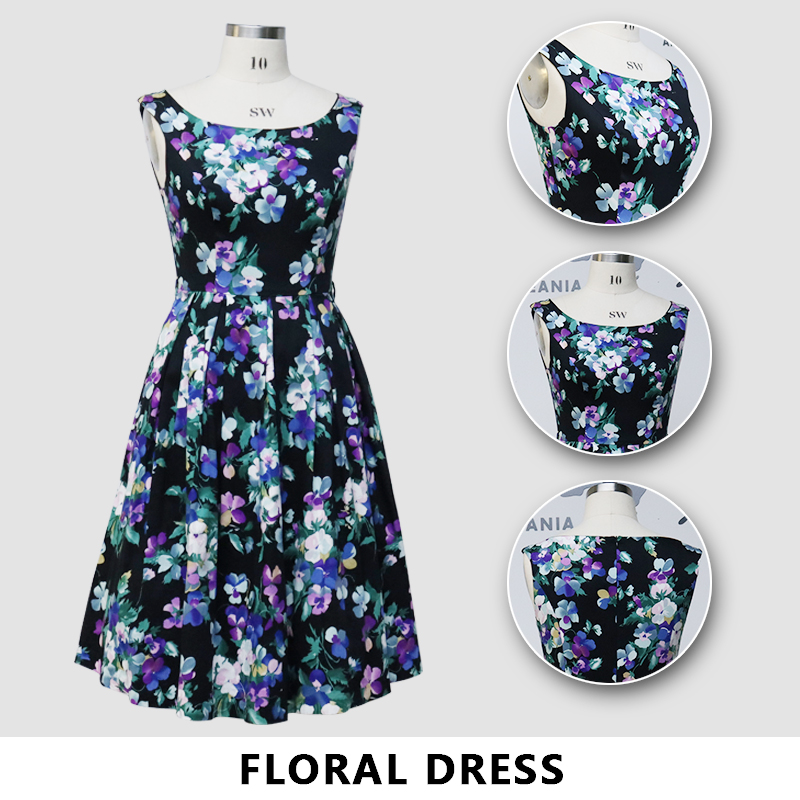 Платье с цветочным принтом, женская мода, одежда на открытом воздухе, длинная секция