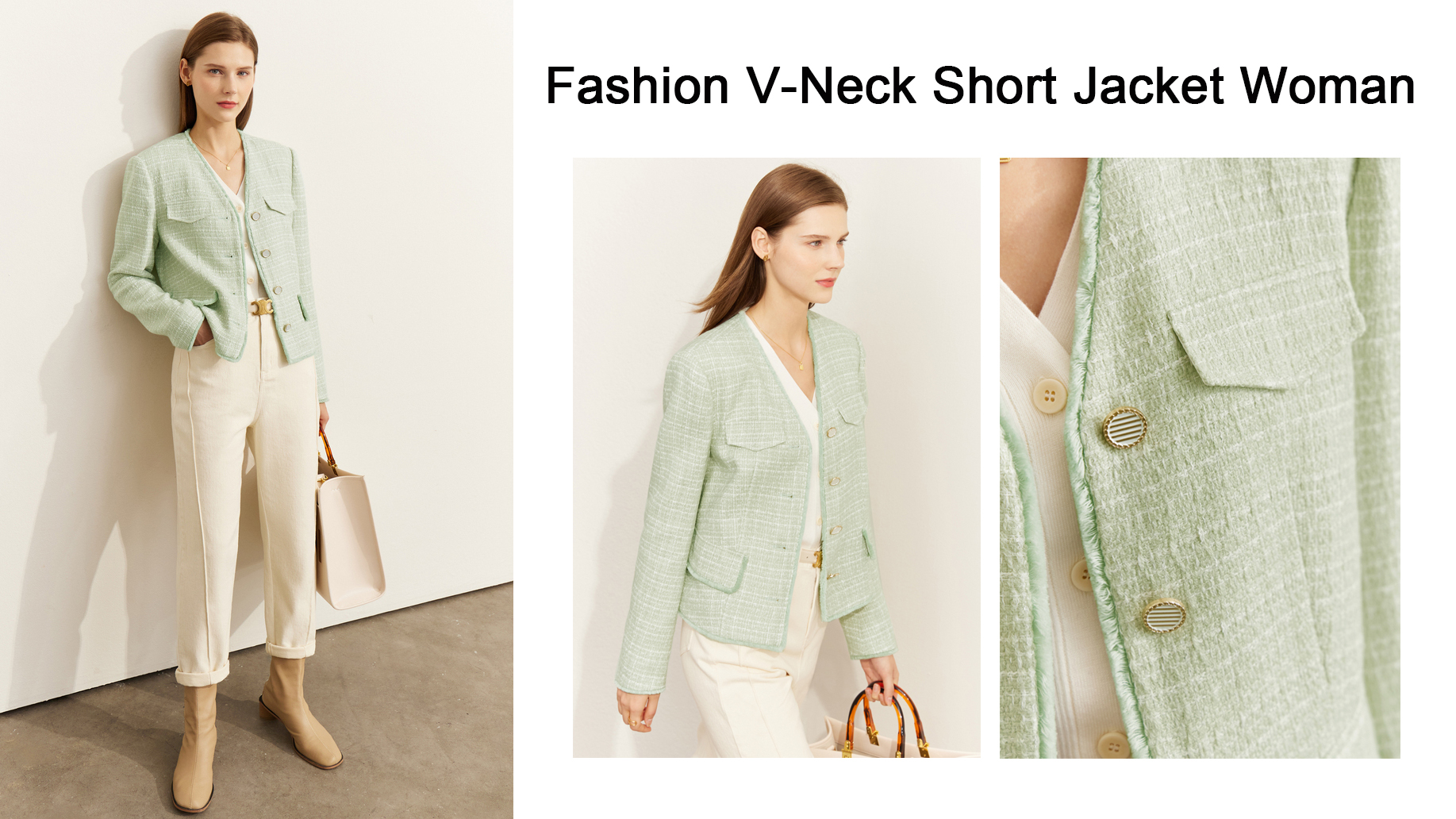 Fabricante de jaqueta curta feminina com decote em V da moda de qualidade |Auschalink