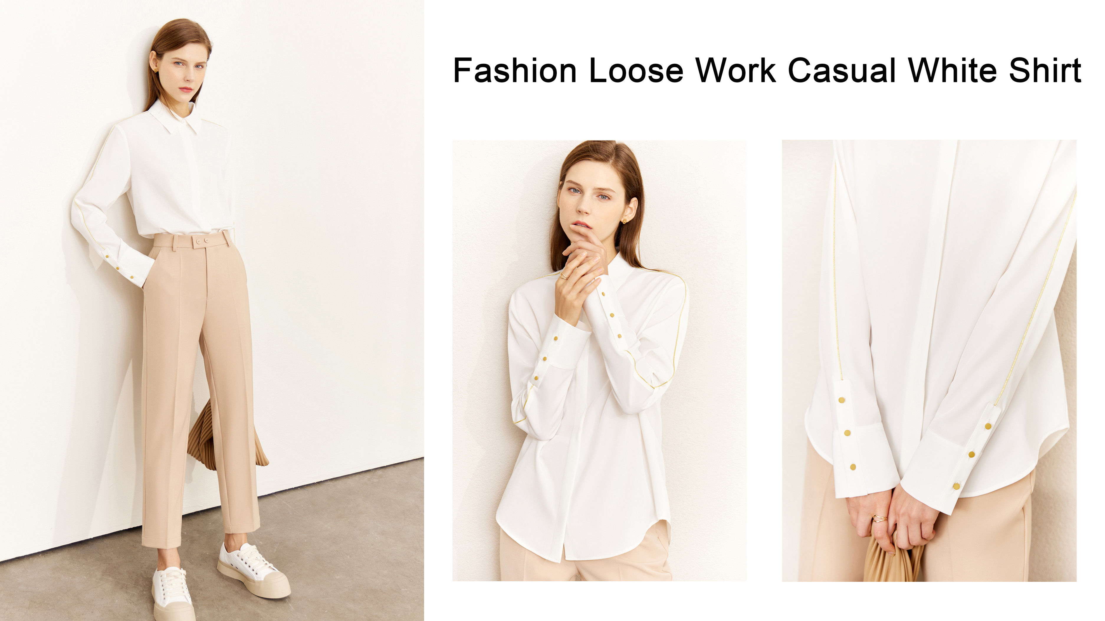 Pengeluar Baju Putih Kasual Kerja Longgar Fesyen Berkualiti |Auschalink
