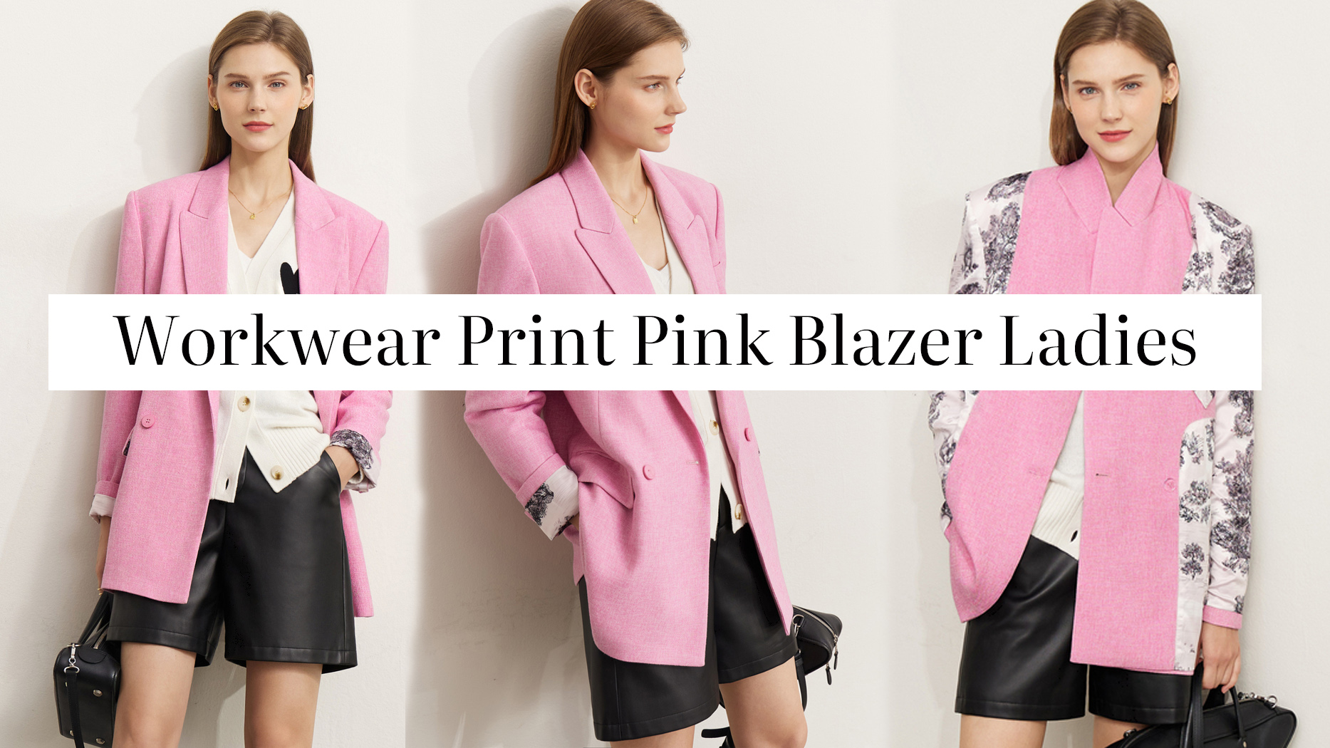 Kvalitetna radna odjeća s printom ružičastog sakoa Ženski proizvođač |Auschalink