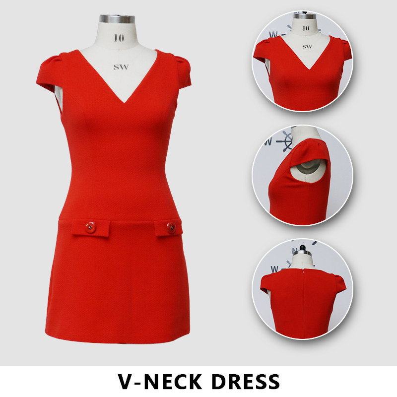 Կանացի հագուստ, շշմեցնող կարմիր կիսաշրջազգեստ, ամառային բարձրակարգ զգեստ