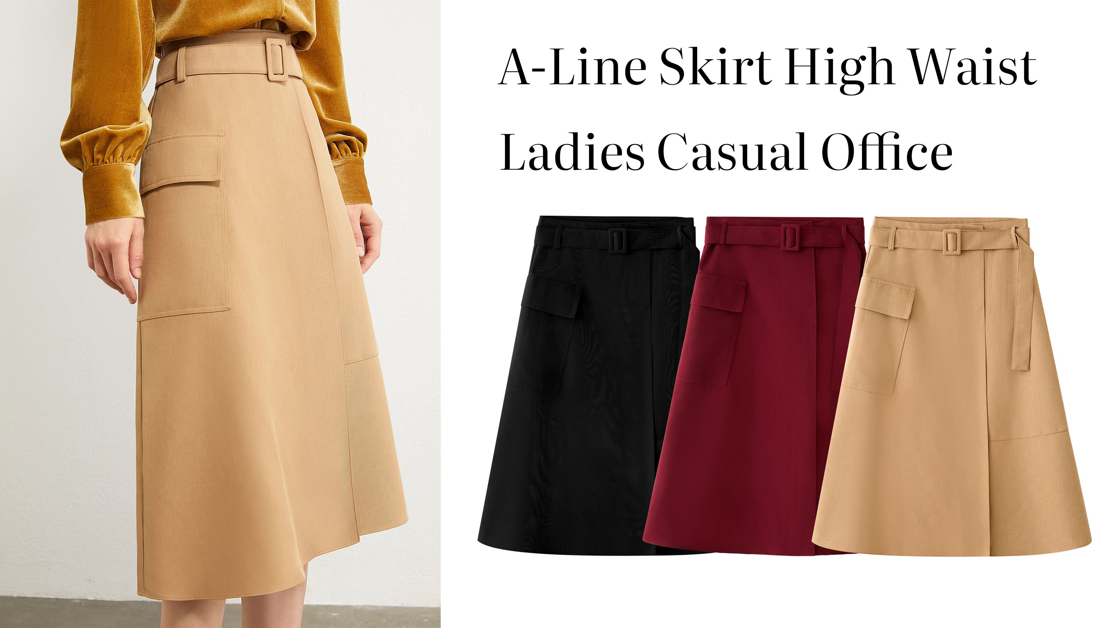 Ποιοτική φούστα A-Line High Waist Ladies Casual Office Κατασκευαστής |Auschalink