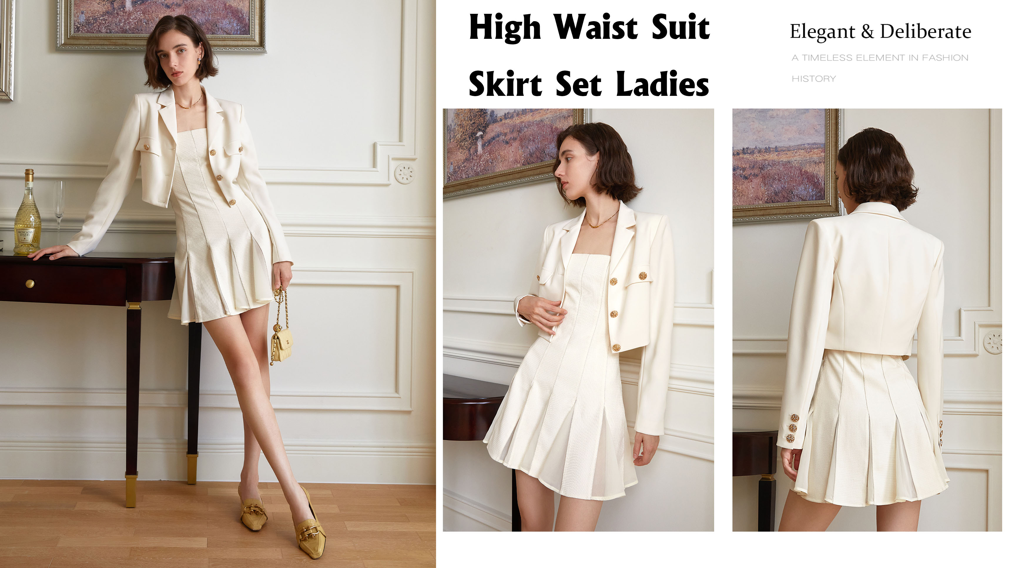 Ansawdd Uchel Waist Suit Sgert Set Ladies Gwneuthurwr |Auschalink