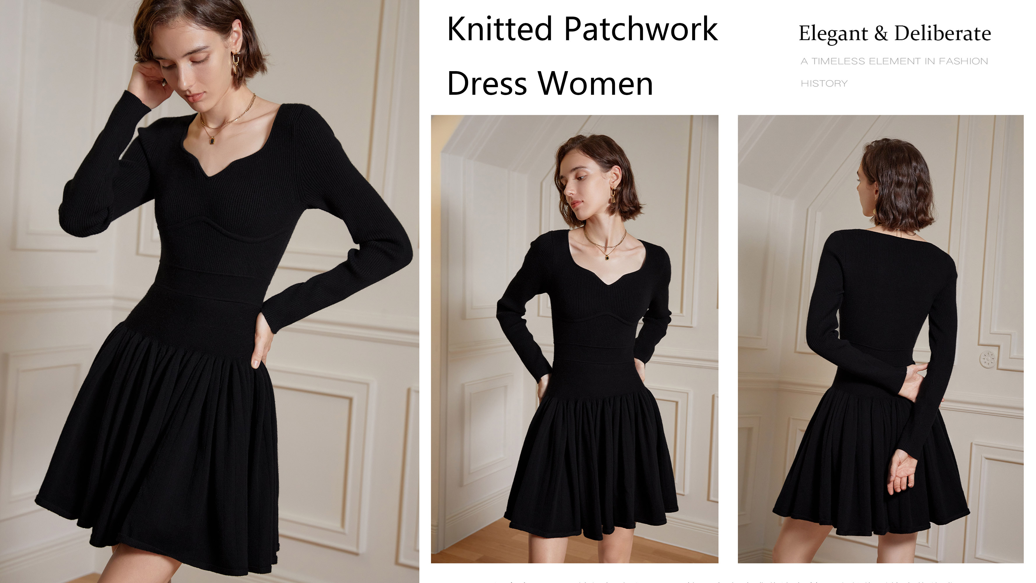 Kvalitetna pletena patchwork haljina za žene Proizvođač |Auschalink