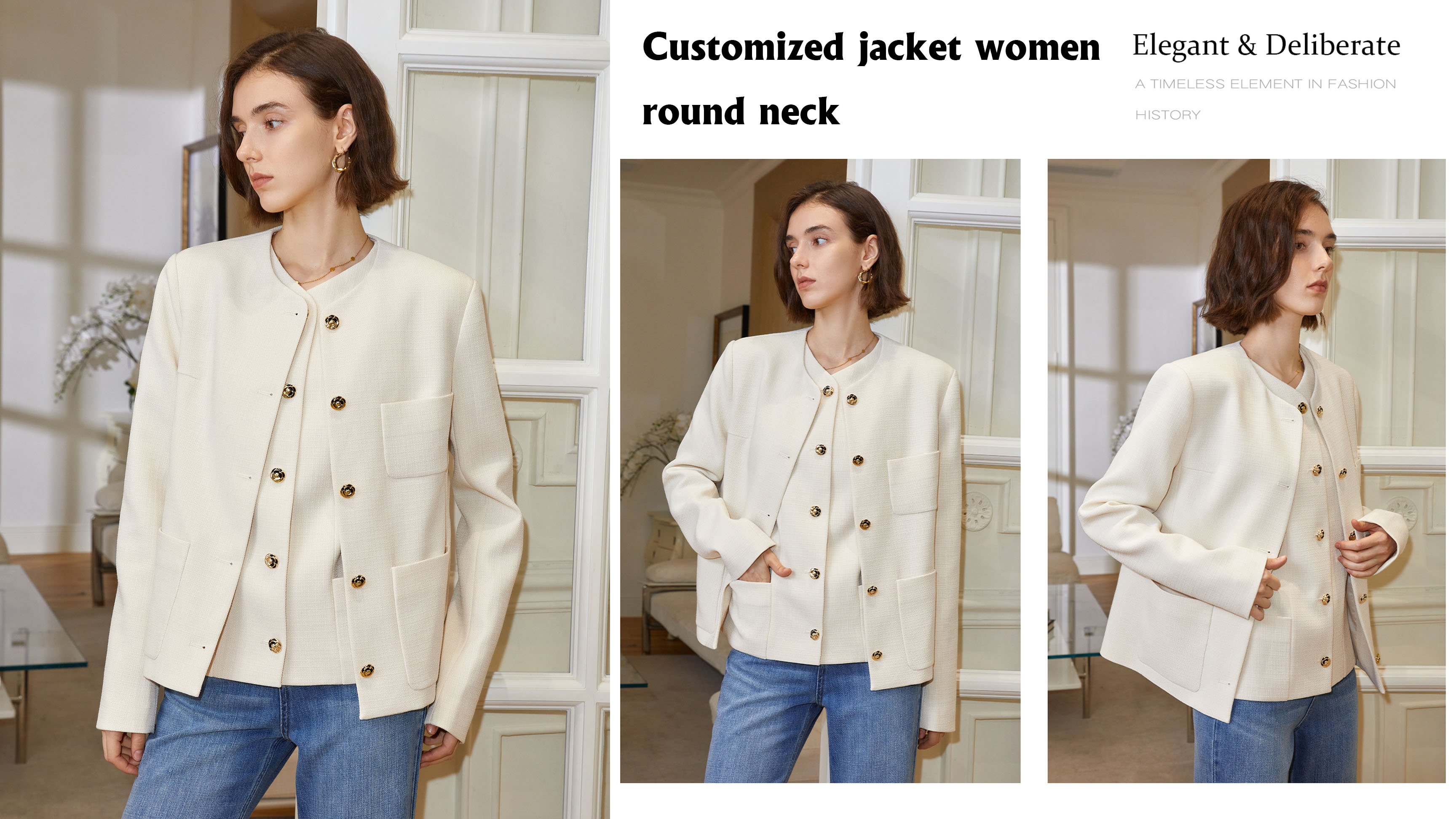Kvalitetna prilagođena ženska jakna s okruglim izrezom Proizvođač |Auschalink