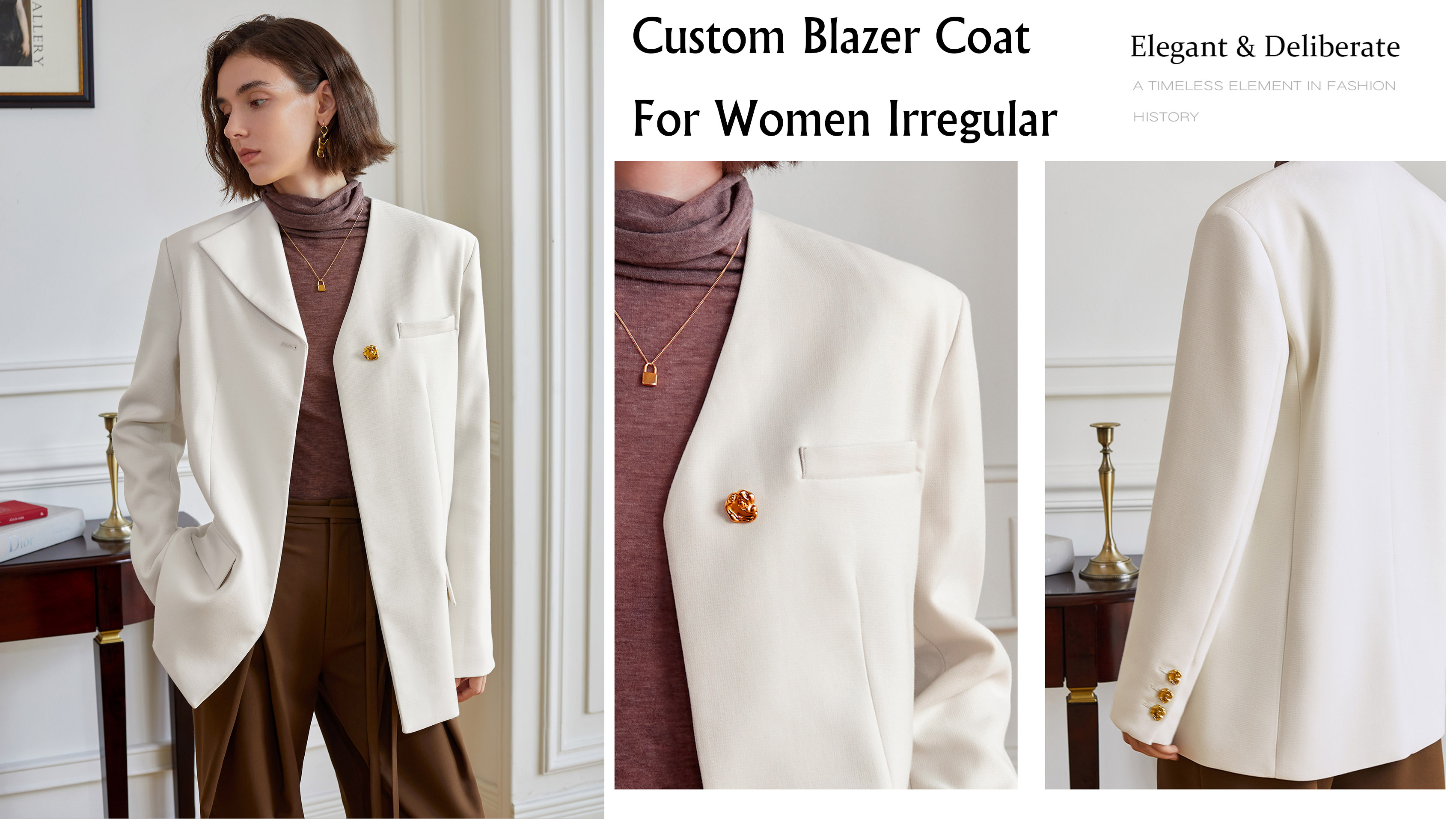 Custom Blazer Coat สำหรับผู้หญิงไม่สม่ำเสมอ