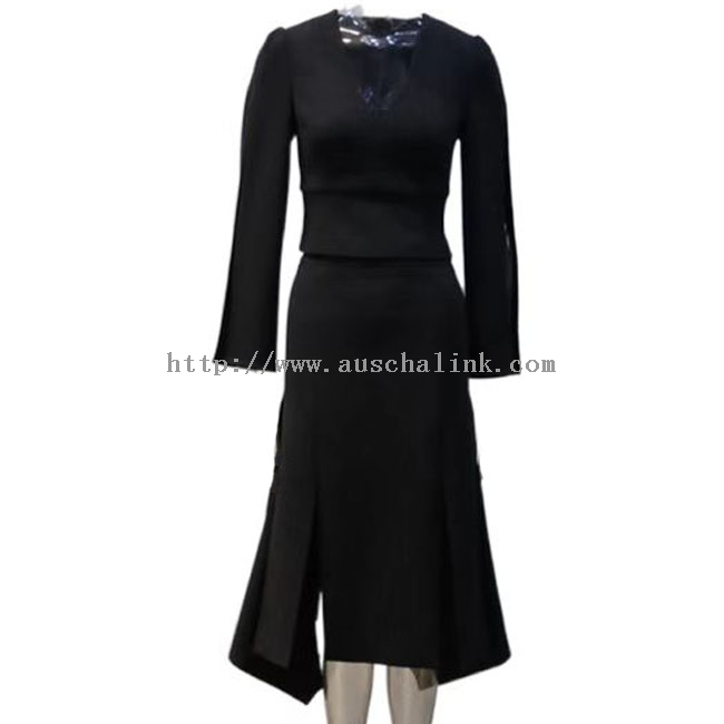 Black Irregular Elegant Professional Women Top Skirt