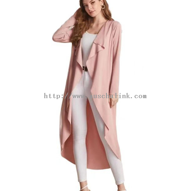 Růžová nepravidelná oversized dlouhá bunda s dlouhým rukávem
