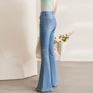 Jeans Acampanados Mujer Talle Alto Azul