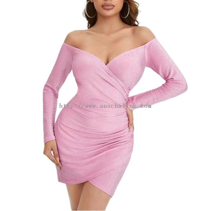 Pink Sexy Strapless Mini Slit Dress