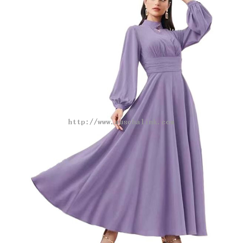 Purple Chiffon Elegant Long Maxi Simple Dress