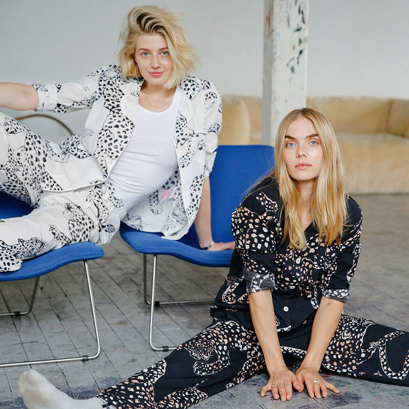 Sifarişlə Leopard Print Pambıq Loungewear Dəsti Pijama
