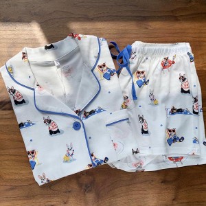 Clò-bhuail cartùn Cotton Loungewear Seata 2-phìos Pyjamas