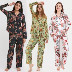 Räätälöidyt painetut pyjamat puuvillaiset loungewear 2-osainen setti