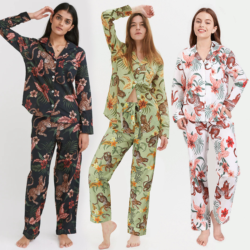 Brugerdefineret trykt pyjamas Bomuld Loungewear 2-delt sæt