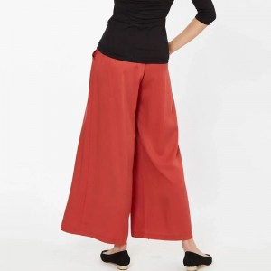 Crvene ženske hlače od liocela širokih nogavica