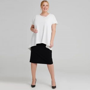 Plus Size սպիտակ բամբակյա շապիկ կանանց համար