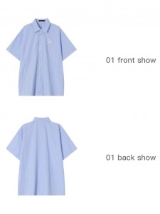 Chemise décontractée à rayures bleues, haut polo en coton