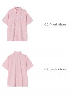 Ροζ ριγέ πουκάμισο Casual Loose Polo Top