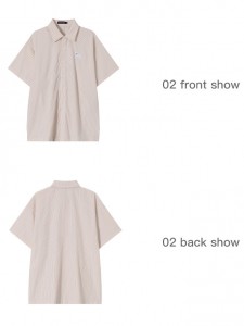 Khaki pruhovaná ležérní košile Bavlna Polo Top