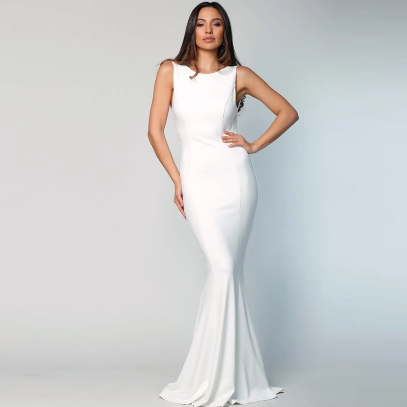 שמלת ערב לבנה שושבינה לבנה אישה