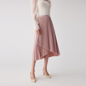 Falda plissada elegant rosa de cintura alta