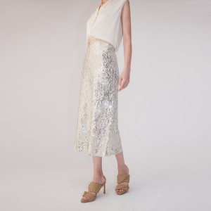 French Elegant Sequin A-Line Skirt