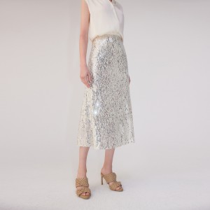 French Elegant Sequin A-Line Skirt