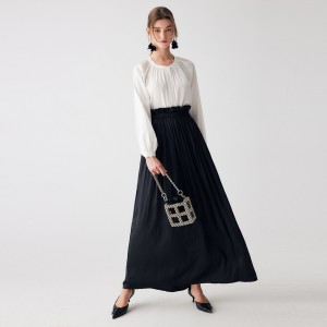 Anpassad A-Line svart hög midja lång kjol