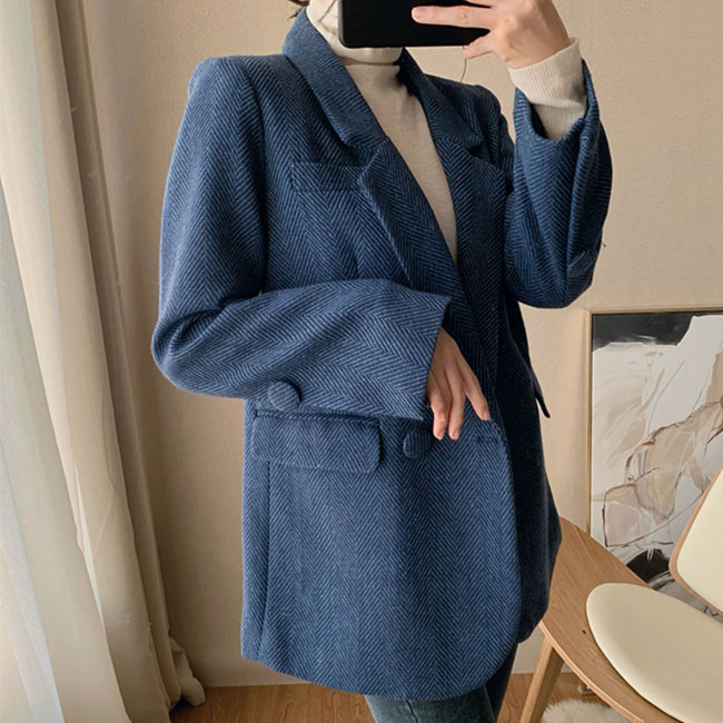 Li-jackets tsa Blue Wool Blazer Basali