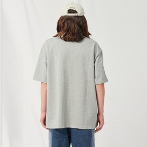 T-shirt simple à col rond en coton 390g avec logo personnalisé