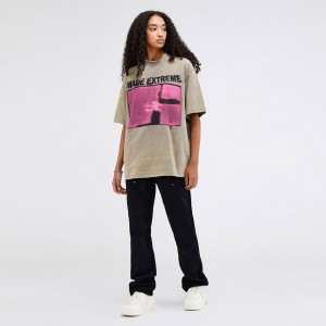 T-shirt ampia lavata con stampa Street Retro Rock personalizzata