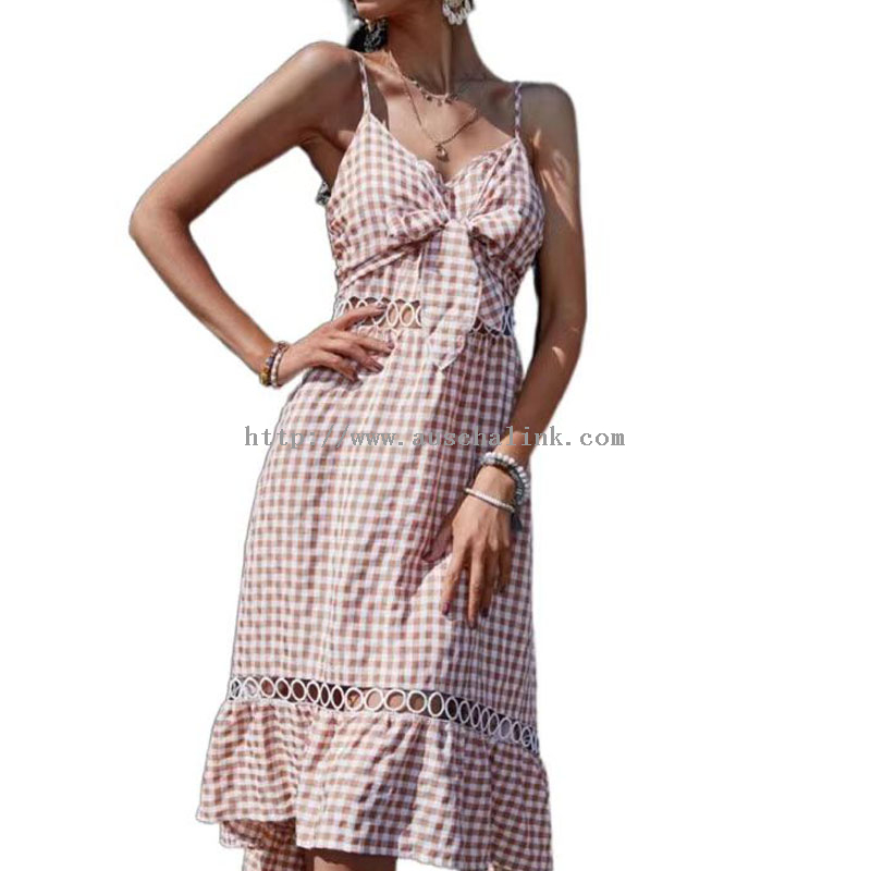 Sladké kostkované spodní duté Cami šaty pro volný čas ženy