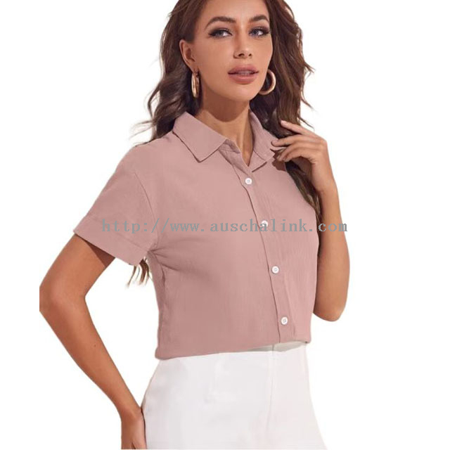 Розовая шифоновая блузка с короткими рукавами
